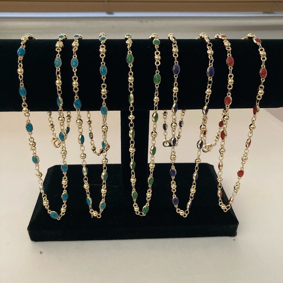 Yellow Gold Plated Turquoise Colored Stone Brand New - Picture 6 of 8